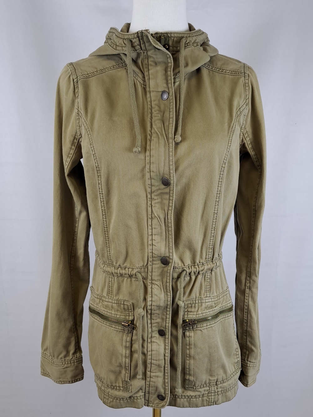 Hollister Olive Green Canvas Utility Field Jacket Retro Gorpcore Y2K Size M